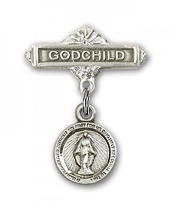 Baby Pin with Miraculous Charm and Angel with Godchild Badge Pin [BLBP2352]