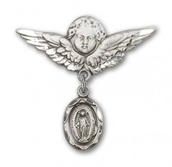 Baby Pin with Miraculous Charm and Angel with Larger Wings Badge Pin [BLBP0036]