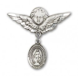 Baby Pin with Miraculous Charm and Angel with Larger Wings Badge Pin [BLBP0060]