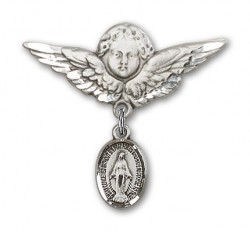 Baby Pin with Miraculous Charm and Angel with Larger Wings Badge Pin [BLBP0077]