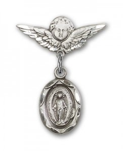 Baby Pin with Miraculous Charm and Angel with Smaller Wings Badge Pin [BLBP0038]