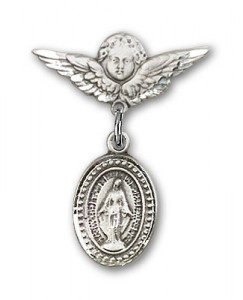 Baby Pin with Miraculous Charm and Angel with Smaller Wings Badge Pin [BLBP0063]