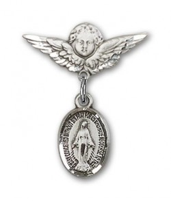 Baby Pin with Miraculous Charm and Angel with Smaller Wings Badge Pin [BLBP0080]