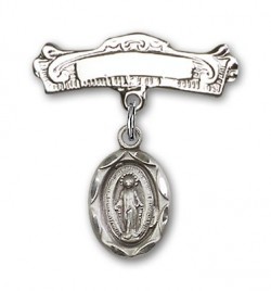 Baby Pin with Miraculous Charm and Arched Polished Engravable Badge Pin [BLBP0034]