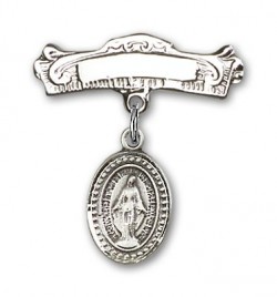 Baby Pin with Miraculous Charm and Arched Polished Engravable Badge Pin [BLBP0057]