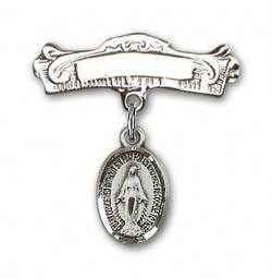 Baby Pin with Miraculous Charm and Arched Polished Engravable Badge Pin [BLBP0075]