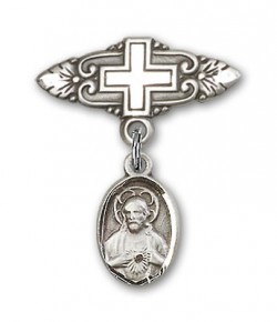 Baby Pin with Scapular Charm and Badge Pin with Cross [BLBP0074]