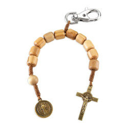 Benedictine Medal Auto Backpack Olive Wood Rosary [HRK002]