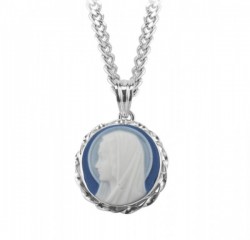 Blessed Virgin Cameo Necklace Blue and White [HMM3361]