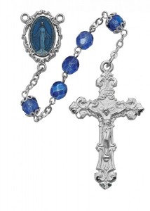 Blue Glass Beads and Blue Enamel Rosary [MVRB1162]