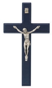 Blue Painted Wood Crucifix 6.75 Inches [MVC7939]