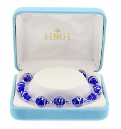 Blue Venetian Glass Rosary Bracelet - 10mm [HRB1012]