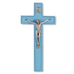 Blue Wood Crucifix - 7 inch [CRX4049]