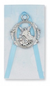 Boy Guardian Angel Crib Medal, Pewter [CFSCB0005]