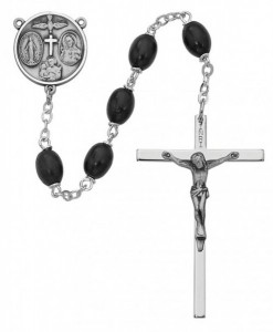 Boy's Confirmation Black Bead Rosary [MVRB1009]