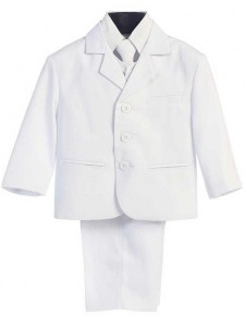 Boy's Husky 5 Piece White Suit, Size 12H and 16H [LHBS0106]