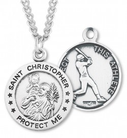 Men's St. Christopher Baseball Medal Sterling Silver [HMM1004]