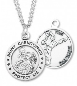 Men's St. Christopher Martial Arts Medal Sterling Silver [HMM1012]