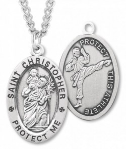 Men's St. Christopher Martial Arts Medal Sterling Silver [HMM1021]