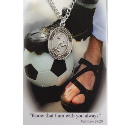 Boy's St. Christopher Soccer Medal 24 Inch Chain Prayer Card [PC675SR]