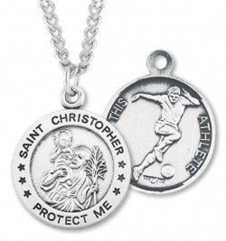 Men's St. Christopher Soccer Medal Sterling Silver [HMM1001]