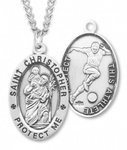 Men's St. Christopher Soccer Medal Sterling Silver [HMM1014]