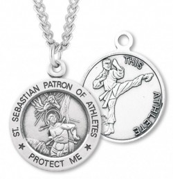 Boy's St. Sebastian Martial Arts Medal Sterling Silver [HMM1045]