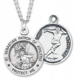 Men's St. Sebastian Soccer Medal Sterling Silver [HMM1038]