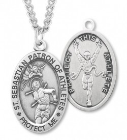 Men's St. Sebastian Track Medal Sterling Silver [HMM1034]