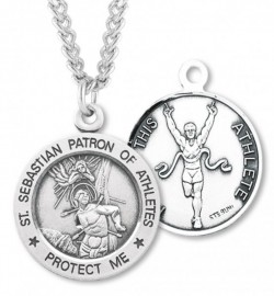 Men's St. Sebastian Track Medal Sterling Silver [HMM1046]