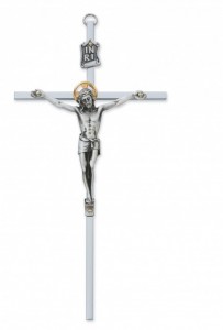 Brass Crucifix 8 inch Silver-Tone [CRX3870]