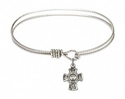 Cable Bangle Bracelet with a 5-Way Charm [BRC3145]