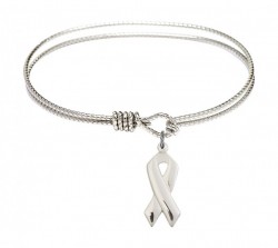 Cable Bangle Bracelet with a Cancer Awareness Charm [BRC5150]