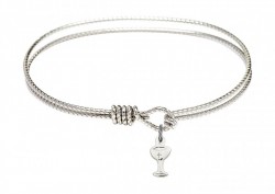 Cable Bangle Bracelet with a Chalice Charm [BRC5614]