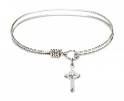 Cable Bangle Bracelet with a Cross Charm [BRC2525]