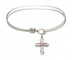 Cable Bangle Bracelet with a Cross Charm [BRST004]
