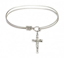 Cable Bangle Bracelet with a Crucifix Charm [BRC0001]