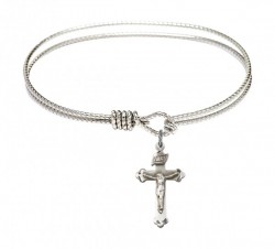 Cable Bangle Bracelet with a Crucifix Charm [BRC0669]