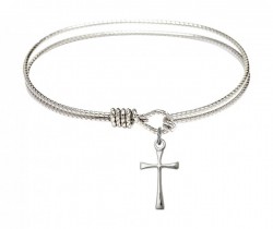 Cable Bangle Bracelet with a Maltese Cross Charm [BRC1872]