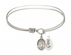 Cable Bangle Bracelet with Our Lady of Guadalupe Charm [BRC9206]