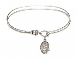 Cable Bangle Bracelet with Our Lady of Loretto Charm [BRC9082]
