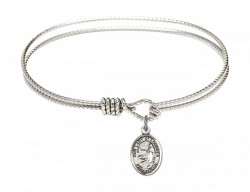 Cable Bangle Bracelet with Our Lady of Lourdes Charm [BRC9288]