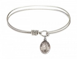Cable Bangle Bracelet with Our Lady of Tears Charm [BRC9346]