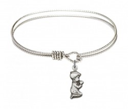 Cable Bangle Bracelet with a Praying Boy Charm [BRC4263]