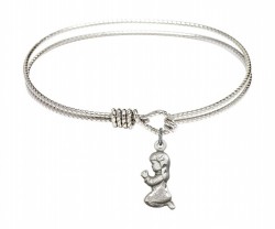 Cable Bangle Bracelet with a Praying Girl Charm [BRC4262]