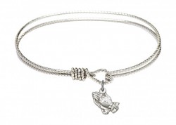Cable Bangle Bracelet with a Praying Hands Charm [BRC0220]