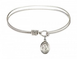 Cable Bangle Bracelet with a Saint Agnes of Rome Charm [BRC9128]