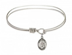 Cable Bangle Bracelet with a Saint Angela Merici Charm [BRC9284]