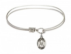 Cable Bangle Bracelet with a Saint Anselm of Canterbury Charm [BRC9342]