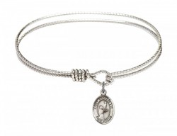Cable Bangle Bracelet with a Saint Bernadette Charm [BRC9017]